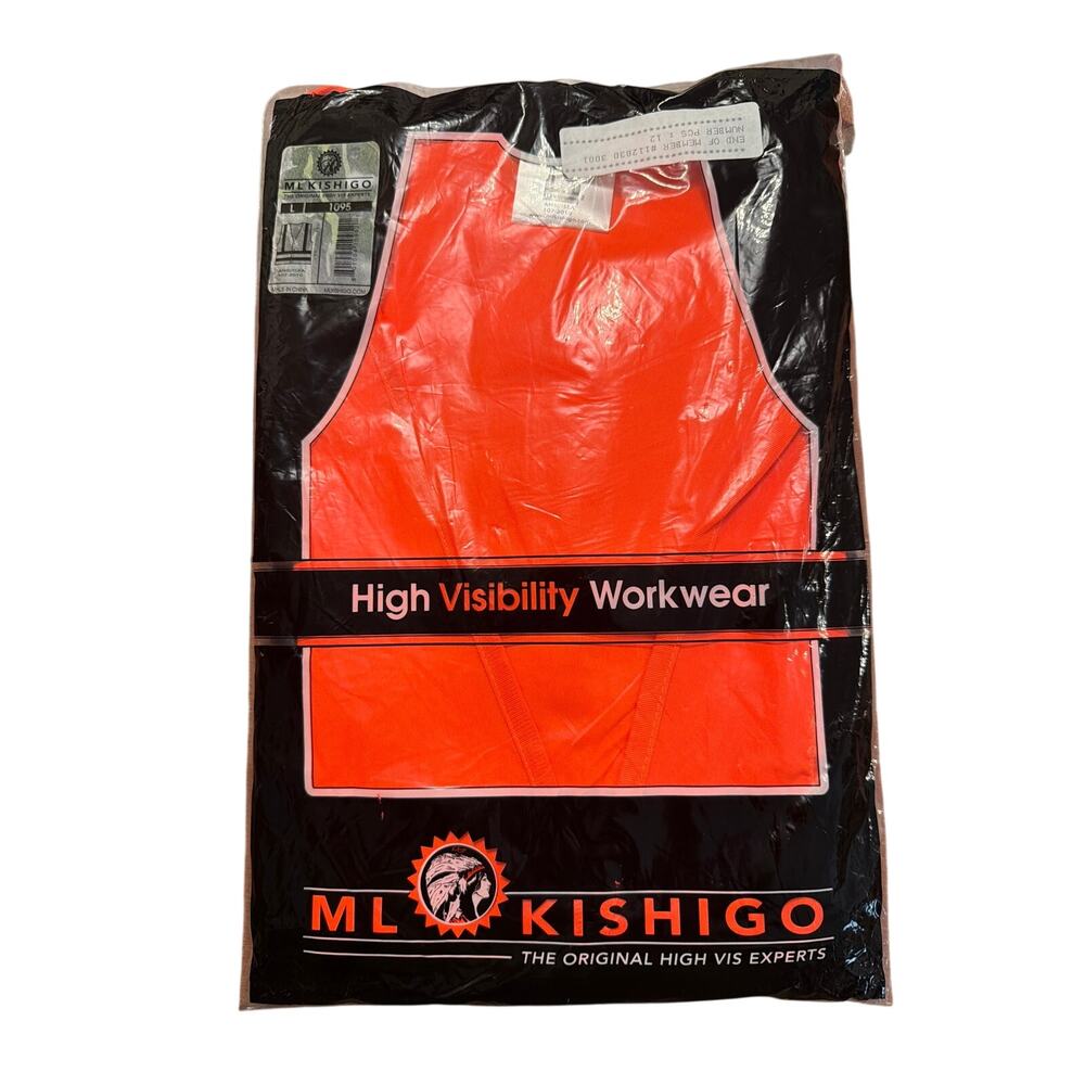 ML Kishigo Orange & Yellow High Visibility Vis Workwear Vest Size Large LG New